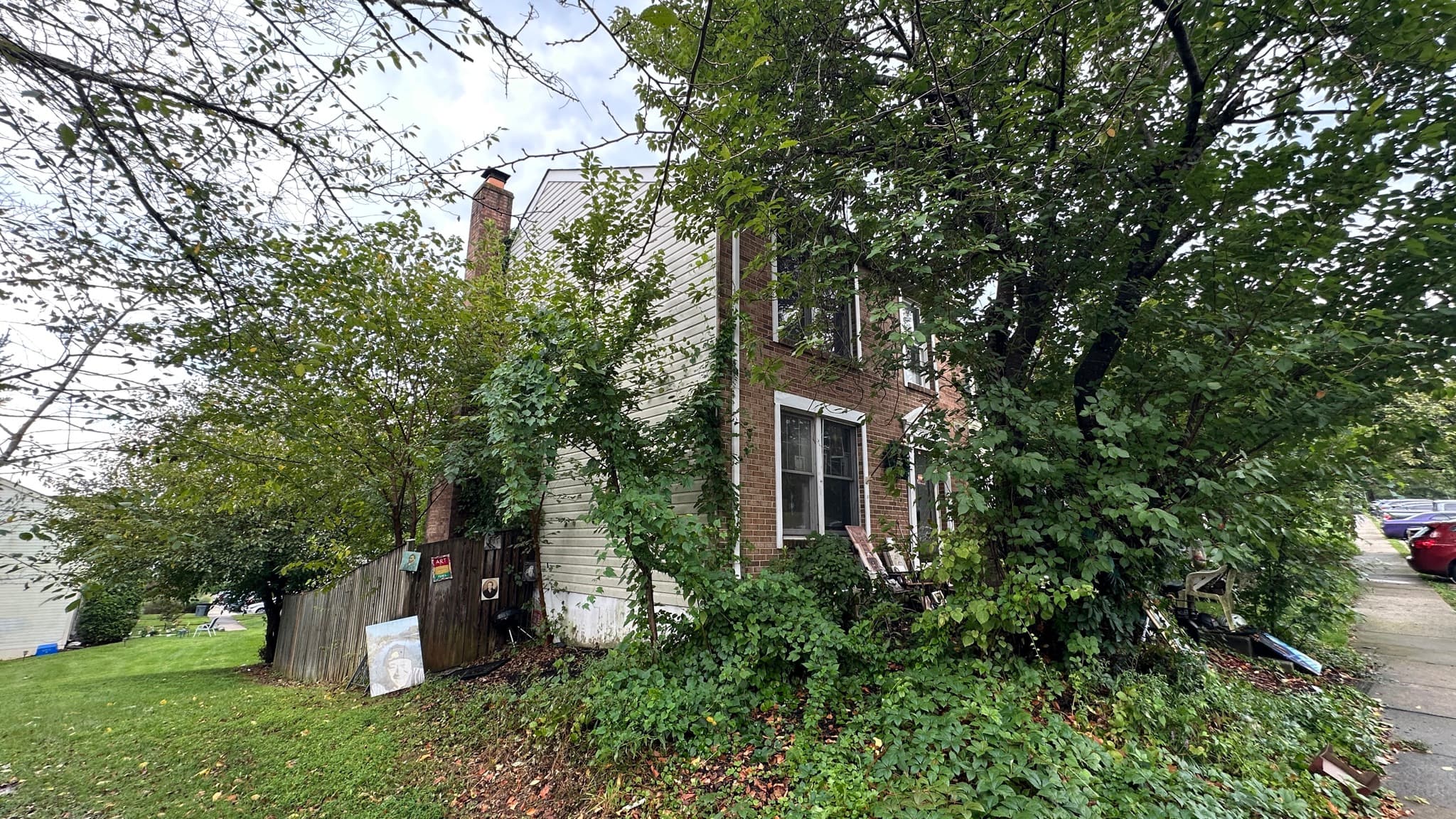 Gunners Lake Village, Germantown MD — Rear exterior — siding and brick, mature trees