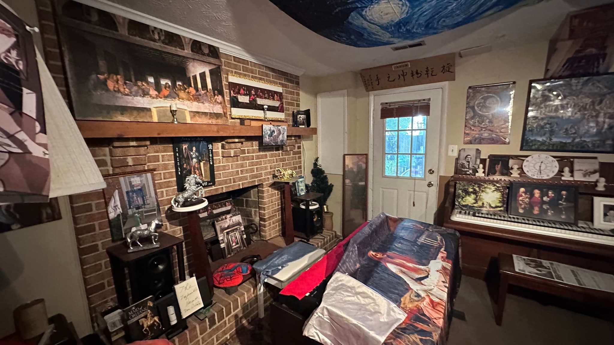 Gunners Lake Village, Germantown MD — Lower level with brick fireplace and walk-out door
