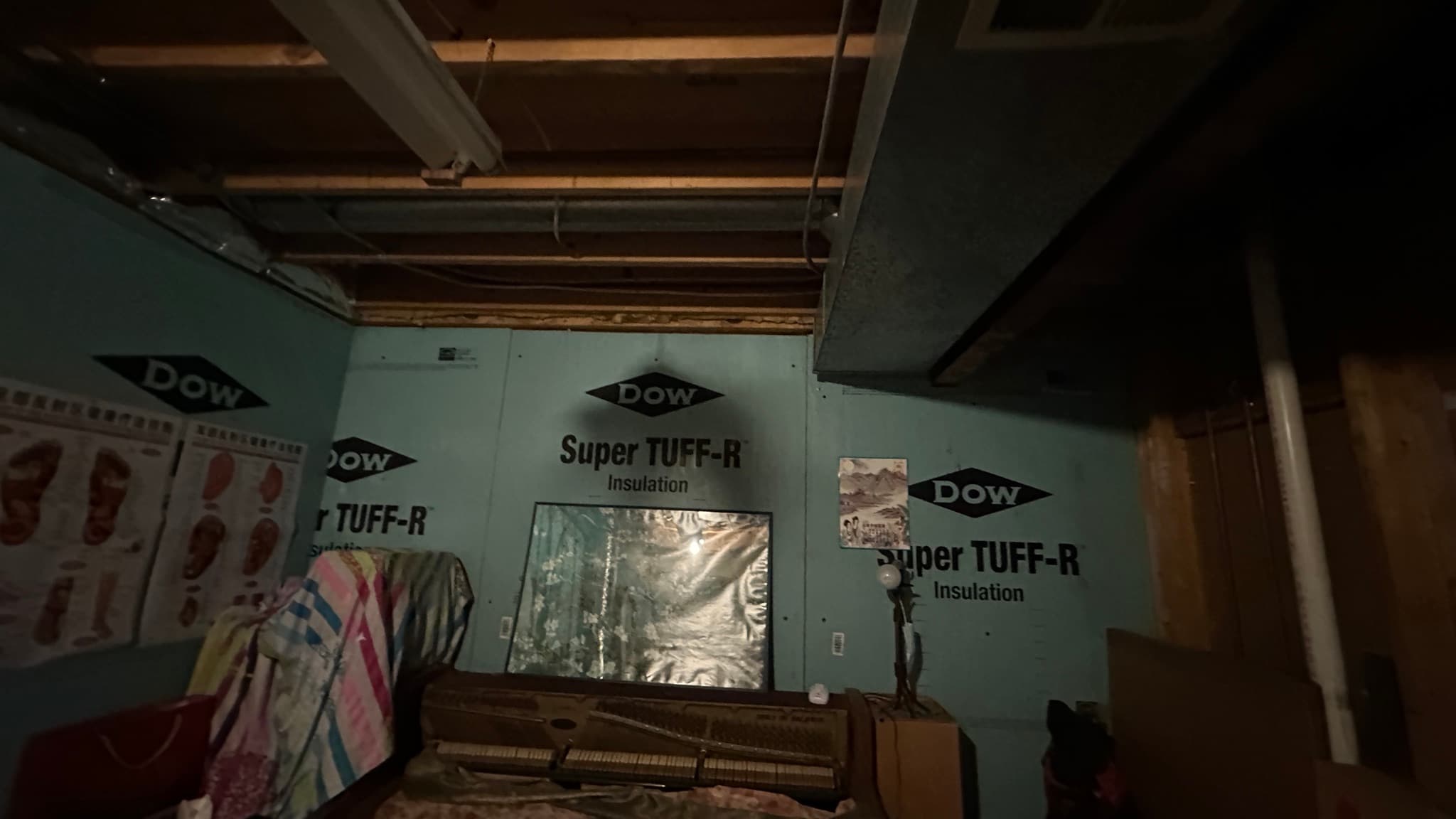 Gunners Lake Village, Germantown MD — Unfinished basement section — exposed framing and insulation board