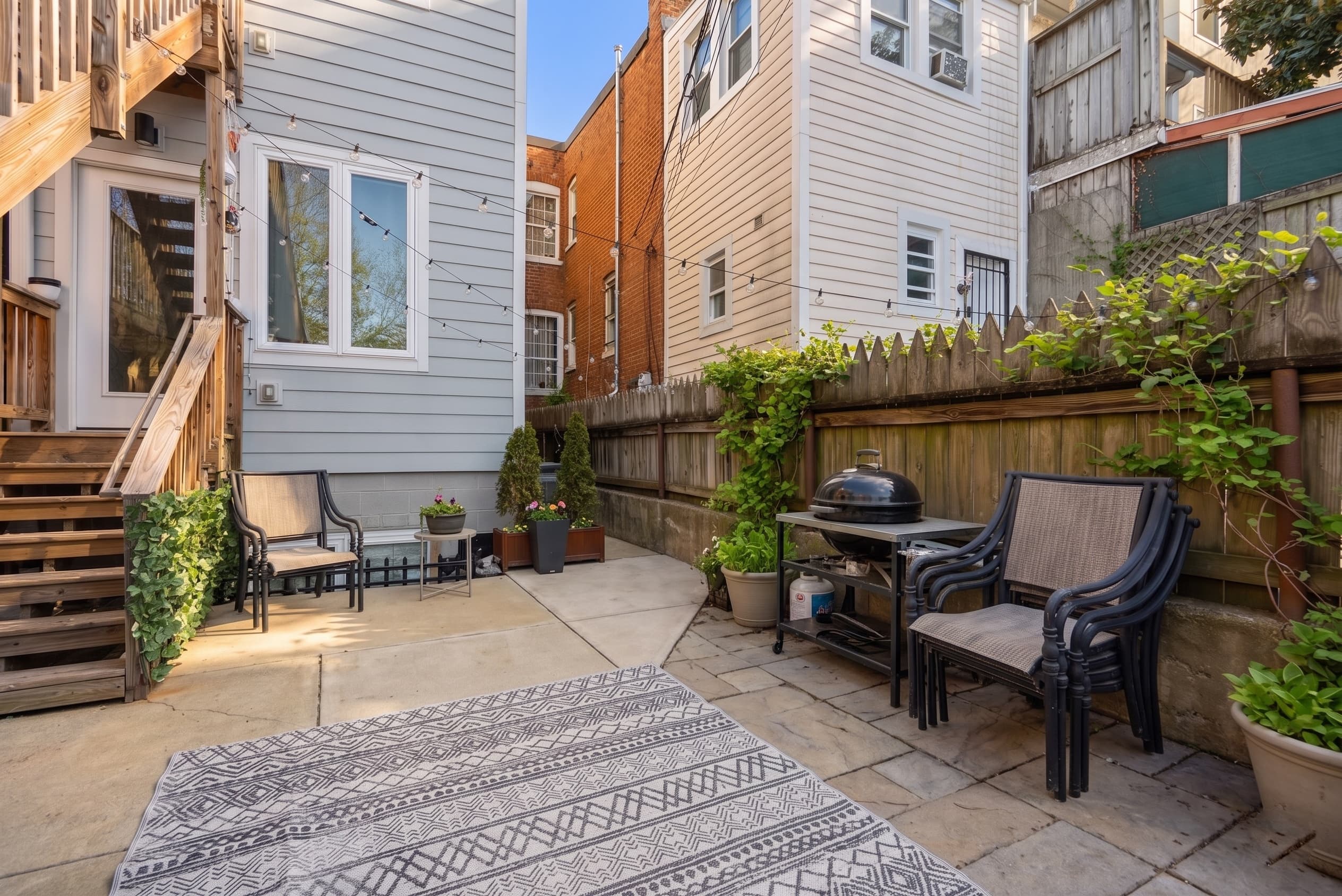 Private rear patio at 3572 13th St NW #2, Columbia Heights condo